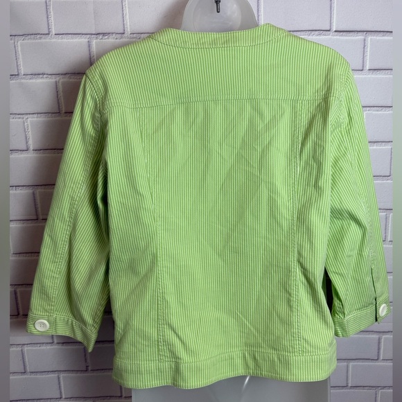Patchington Green Striped Button Jacket Women's Size L - Picture 4 of 7